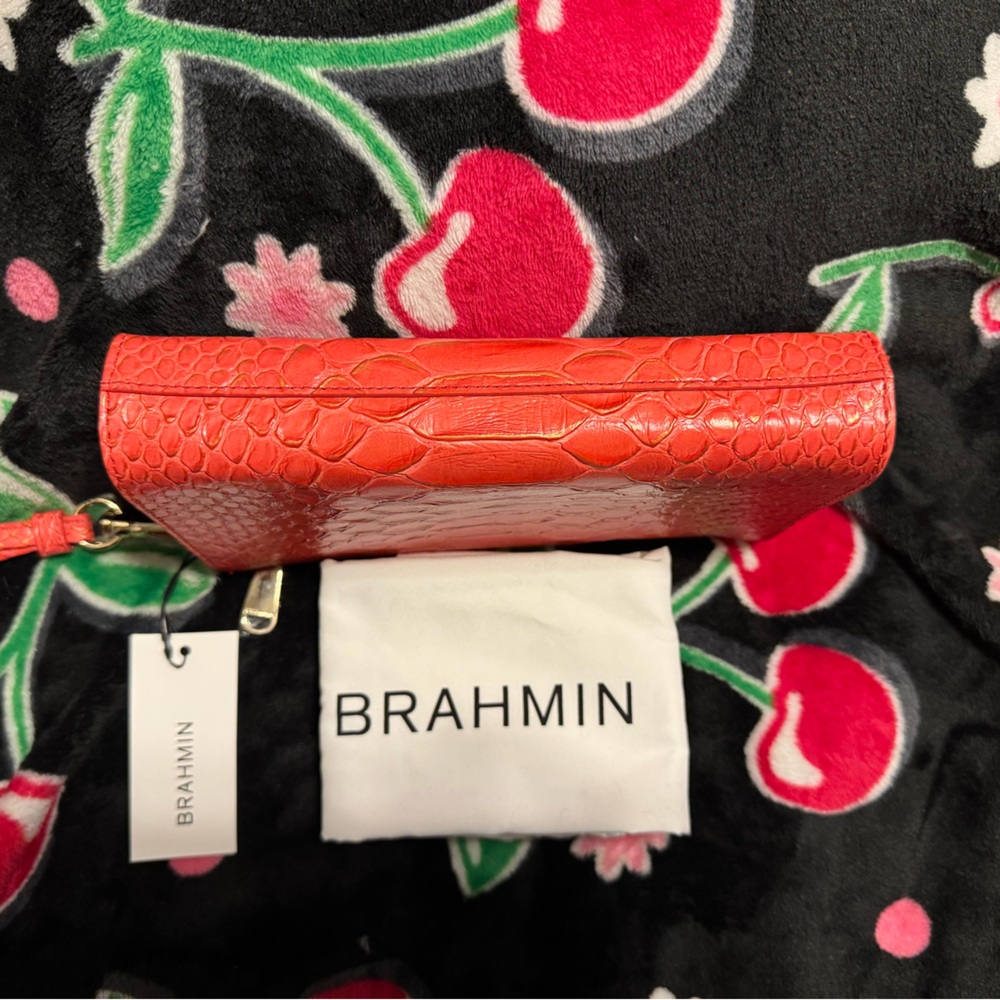 Brahmin Daisy Flame All Over Snake Wristlet Clutch - Picture 4 of 5